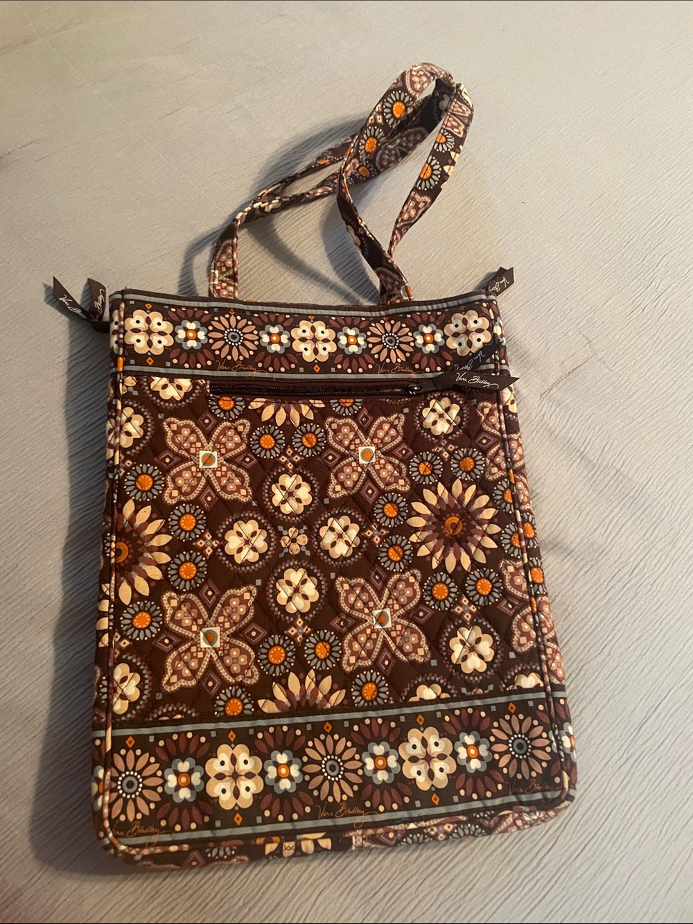 Vera Bradley Brown Floral Quilted laptop bag -very unique and rare